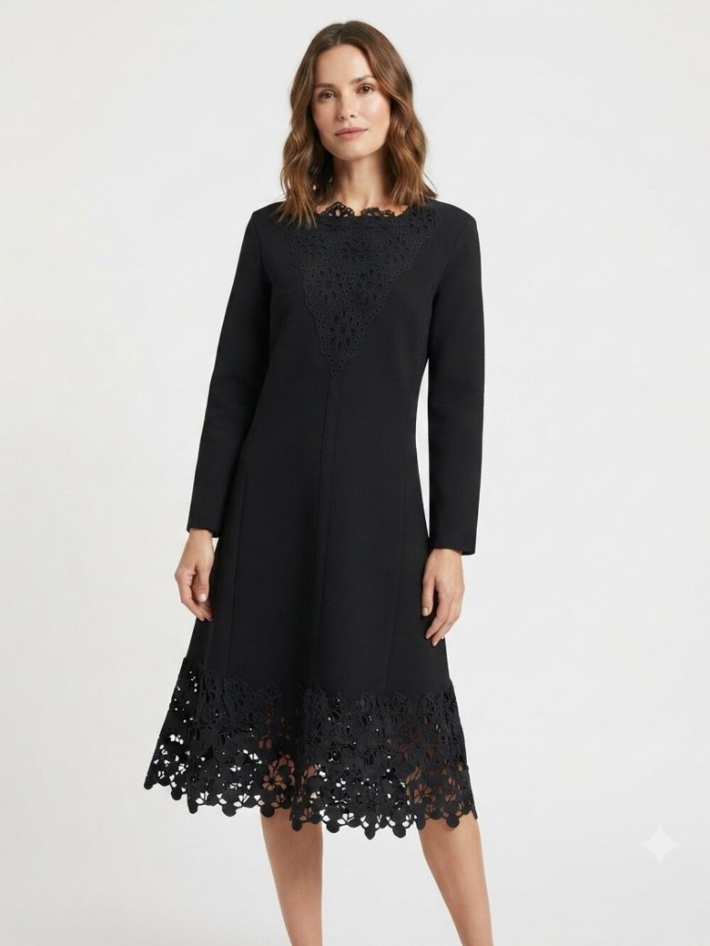 LELA ROSE BLACK EMBROIDERED SHEATH FORMAL DRESS - M